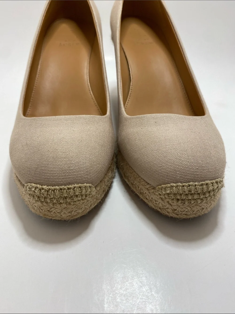 J. Crew Factory Neutral Canvas Espadrille Wedges Size 8.5